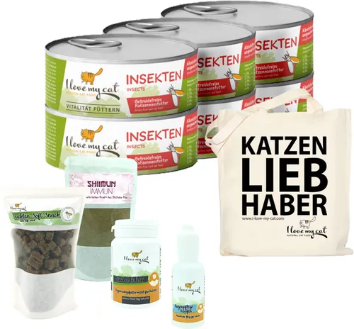 I love my cat Sparset für Bengalkatzen – Nassfutter & Soft-Snacks mit Insekten - Optimales Futterset für Bengalkatzen: Getreidefreies Nassfutter, schmackhafte Soft-Snacks und hilfreiche Pflegeprodukte für eine artgerechte Ernährung und Zufriedenheit Ihrer Katze.