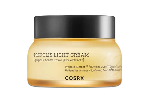 COSRX Propolis Light Cream Gesichtscreme - Anti-Aging-Creme mit 65% Bienen-Propolis für beruhigende und regenerierende Wirkung. Die federleichte Gel-Creme zieht schnell ein und sorgt für einen strahlenden, gesunden Teint.
