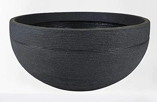 Rillentopf Halbkugel XXL Ø 60 cm - Kunststoff anthrazit - Blumentopf mit einer Höhe von 27 cm, ideal für große Pflanzen und dekorative Akzente im Garten oder auf der Terrasse.