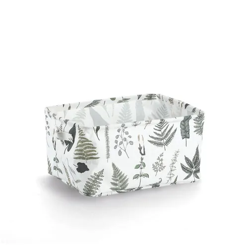 Zeller Aufbewahrungskorb Polyester weiß/grün ca. 36 x 25 x 18 cm