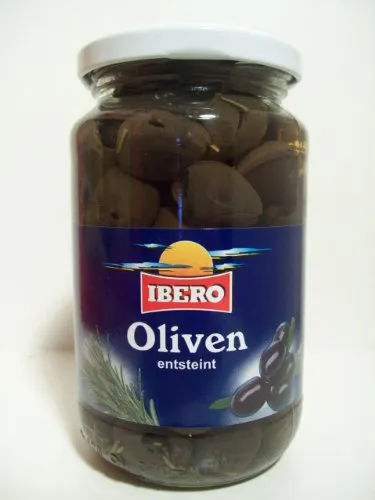 Ibero Spanische schwarze Oliven mit Stein 150 g