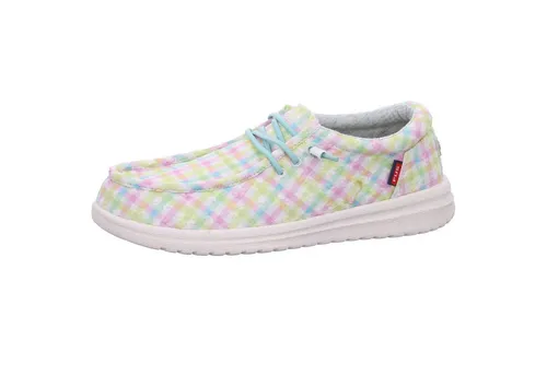 Fusion 2-2-2-0102G-0723 Schnürschuh 41 - Sneaker in floral vichy yellow green, mit bequemem Gummizug und robustem TPU-Laufsohle für optimalen Tragekomfort.