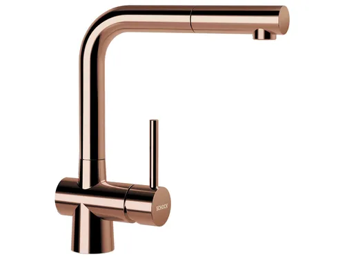 Schock Laios Copper Hochdruckarmatur - Armaturen mit Ausziehauslauf und 360° Schwenkbereich, ideal für flexibles Arbeiten in der Küche.