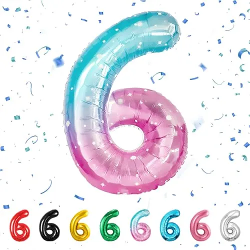 balloon Geburtstag zahlen Farbverlauf luftballon 6 jahre | Folienballon 6 -Riesen Folienballon in 40