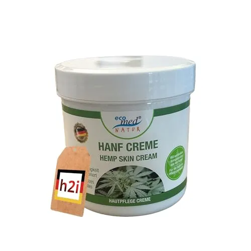 h2i Hanf Creme 250 ml – Feuchtigkeitsspendende Hautpflege mit Hanföl & Kokosöl – Für trockene & raue Haut – Regenerierende Pflegecreme – Vegan – Made in Germany