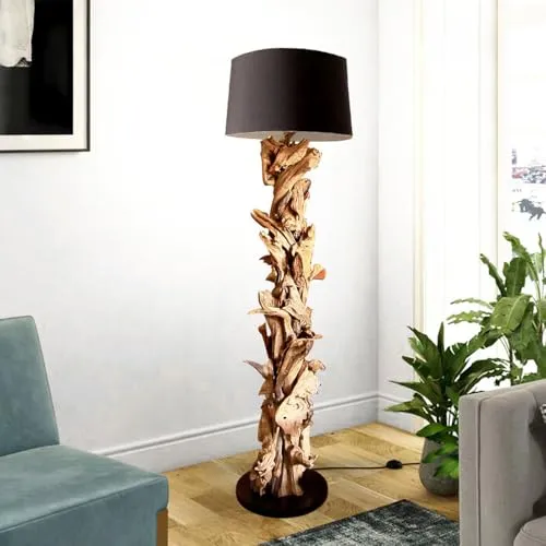 Möbel Bressmer Stehlampe CLEON 165 cm - Standleuchte aus handgefertigtem Treibholz, bringt rustikalen Charme und harmonisches Licht in Ihr Zuhause – ideal für Wohnzimmer, Schlafzimmer oder Flur.