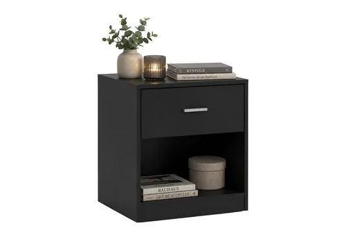 Relaxdays Nachttisch mit Schublade, 41x39x28 cm, schwarz