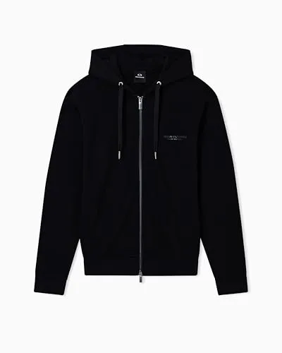 Armani Exchange Herren Sweatshirt mit Kapuze, Schwarz, XL - Hochwertiges Sweatshirt aus 100% Baumwolle, mit praktischen Reißverschluss und seitlichem Logo. Ideal für lässige Looks und hohen Tragekomfort.