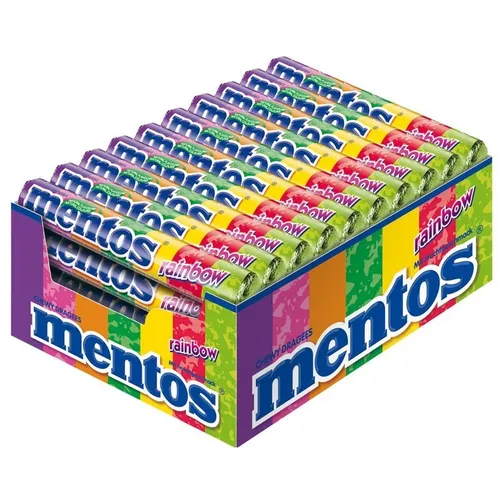  Mentos Rainbow Rolle, Kau-Bonbon, Dragee, 40 Stück 12,32€/1kg