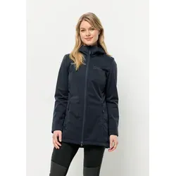 Jack Wolfskin Damen WINDHAIN Coat W - Warmer Softshellmantel in Night Blue, XS - Funktionsjacken mit winddichtem und stark wasserabweisendem Material, ideal für Outdoor-Aktivitäten und wechselhaftes Wetter.