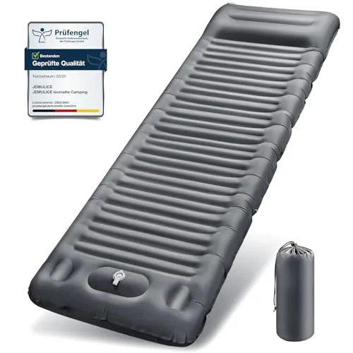 JEMULICE Isomatte Camping 12CM – Ultraleichte Luftmatratze mit Fußpumpe