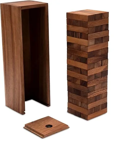 LOGOPLAY Wackel Turm Gr. XL - Geschicklichkeitsspiel aus Holz - Spannendes Gesellschaftsspiel für 2+ Spieler im handlichen XL-Format, gefertigt aus nachhaltigem Samena-Holz. Ideal für Geschicklichkeit und Teamgeist!