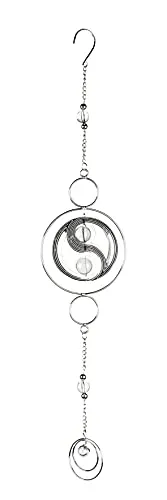 formano Yin-Yang Deko Hänger 58 cm – eleganter Metall Anhänger in Silber Mobile – Feng Shui Windspiel für Haus & Garten – stilvolle Balance Dekoration