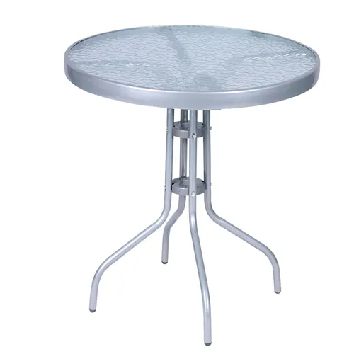 Bistrotisch Rund Ø 60 H70cm Glas/Metall Silber - Eleganter Bistrotisch aus Glas und Metall, ideal für Balkon oder Garten. Mit seinem modernen Design und der kompakten Größe passt er perfekt in kleine Räume.