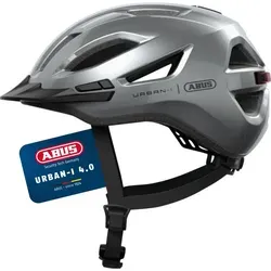 ABUS Urban-I 4.0 Fahrradhelm mit Rücklicht - Silber, Größe L - Sicherer Fahrradhelm mit aufladbarem Licht für bessere Sichtbarkeit. Zoom Spin Verstellsystem für optimale Passform, auch bei Zopf. Angenehm zu tragen dank waschbarer Polster und 16 Luftöffnungen für gutes Kopfklima.