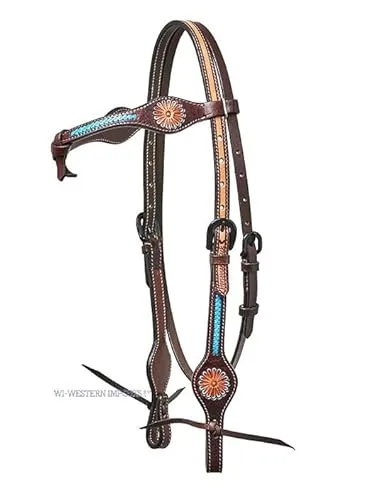 Horseman´s Tack Westerntrense mit türkisen Blumen von Western Imports