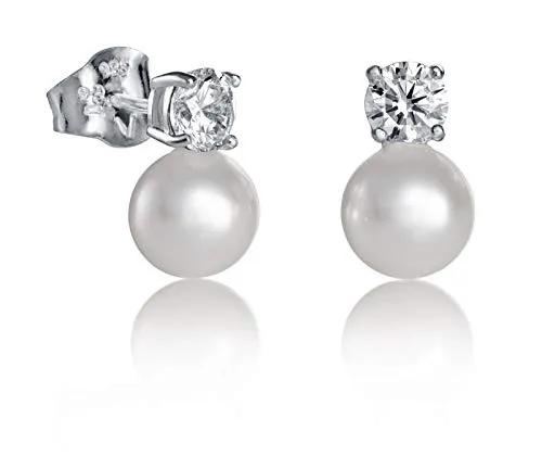 Knopf Ohrringe Silber Viceroy 21017E000-60 Frauen Zirkone und Perle