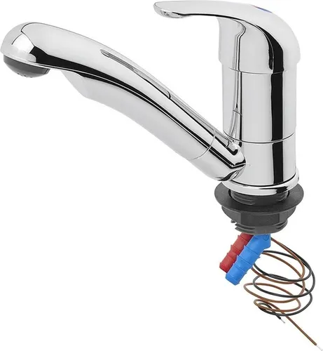 Moritz Wassertank 12V Wasserhahn mit hohem Gehäuse - Zisternen Wasserhahn für Warm- und Kaltwasser, ideal für Wohnmobile und Boote - mit integriertem Microschalter für einfache Steuerung von Pumpen.