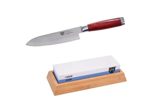 GRÄWE Damastmesser GRÄWE Damaszener Santokumesser 17,5 cm und Wetzstein 400/1000
