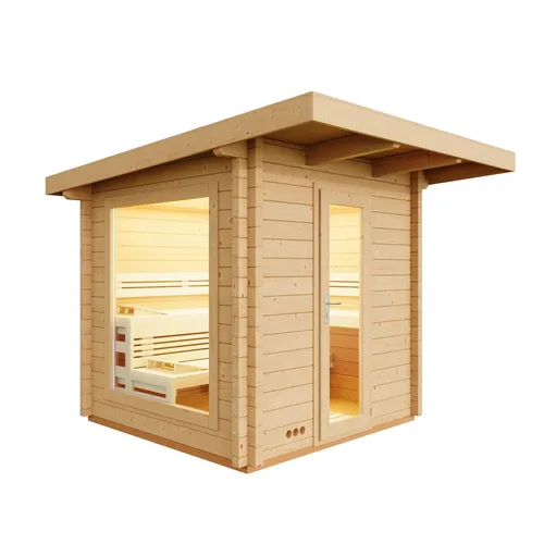 Infraworld Gartensauna Terra 5B - Massivholzsauna 230x230 cm - Saunen, Dampfbäder & Infrarot-Wärmekabinen, hochwertige Massivholzbauweise für ein authentisches Saunaerlebnis im eigenen Garten.