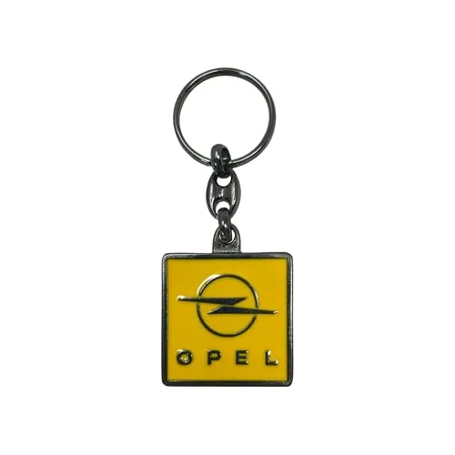 4R Quattroerre.it Schlüsselanhänger kompatibel mit Opel aus Metall, robust und langlebig, mit Ringverschluss, ideal als Geschenk, 90 x 35 mm, gelb, 90 x 35 mm