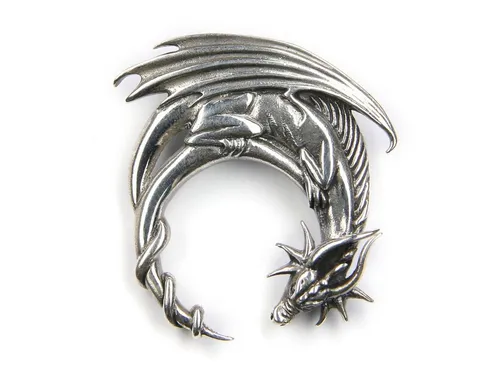 NKlaus Kettenanhänger Kettenanhänger Drache 925 Silber Oxidiert 3cm Amu, 925 Sterling Silber Silberschmuck für Damen