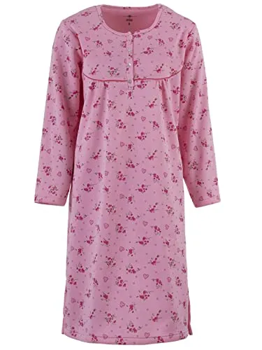 Zeitloses Damen Nachthemd Thermo Langarm mit Knopfleiste von Zeitlos