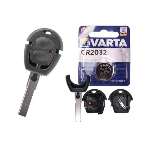 Autoschlüssel Funk Fernbedienung Austausch Gehäuse mit 2 Tasten + HAA / HU66 Rohling + Batterie kompatibel mit VW Lupo Fox Sharan T4 Seat Arosa Ibiza Leon Alhambra