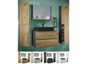Mid.you Badezimmer Lendas BL XL, Weiß, 5-teiliges Badmöbelset - Hochwertiges Badmöbel-Set mit individuellem Stauraumkonzept, hängend und inklusive Spiegel mit Ablage – ideal für stilvolle Badezimmergestaltung.