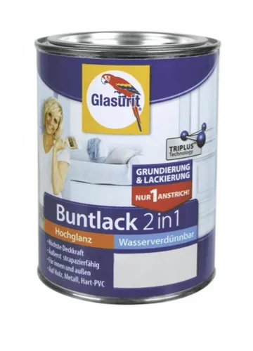 Acryllack Holzlack Glasurit Buntlack 2in1 Hochglanz silbergrau 0,25L