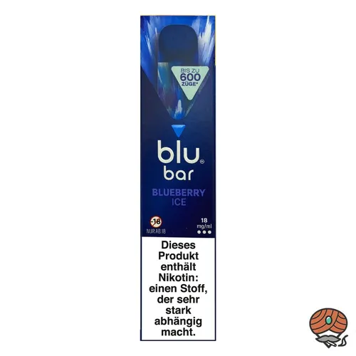 blu bar BLUEBERRY ICE E-Shisha, 18mg Nikotin, Einweg-E-Zigarette, max. 600 Züge