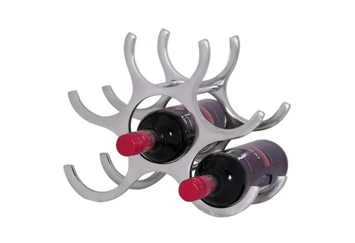FINEBUY Weinregal FB37846, Aluminium Silber - Weinregal für 6 Flaschen, modernes Design aus Aluminium, ideal für stilvolle Aufbewahrung in Küche oder Wohnzimmer.