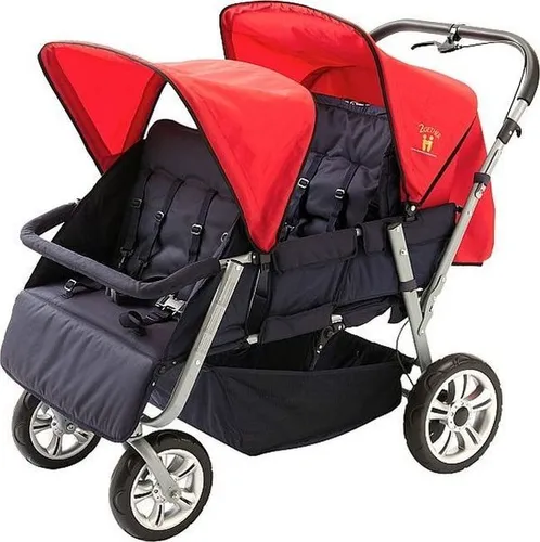 Krippenwagen Helena 4Er mit Roten Sonnendächern in rot von Löwenherz