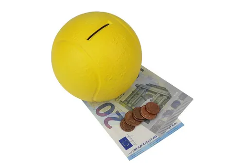 HMF Spardose Kinder Spardose Tennisball mit Schlüssel, (1-tlg), Durchmesser 10 cm, Gelb