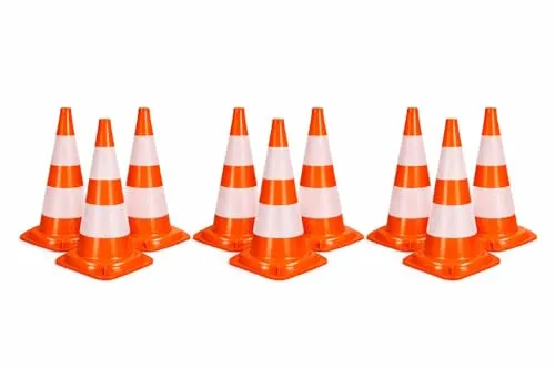 Easy Act Verkehrskegel, 9 reflektierende Verkehrshütchen, 47 cm hoch, faltbare PVC-Kegel in Orange