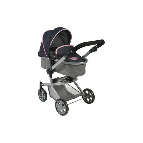 Bayer Chic 2000 - Puppenwagen Mika 2in1 - Modischer Kombipuppenwagen für Kinder von 4 bis 8 Jahren, höhenverstellbar von 47 bis 80 cm, mit schwenkbarem Schieber und 3-Punkt-Sicherheitsgurt für sicheren Fahrspaß.