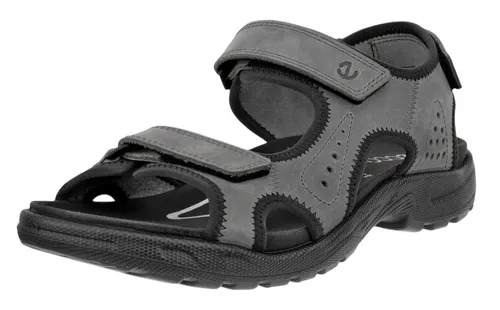 Ecco Hike Straps Men steel Herren Sandale - Bequeme Trekkingsandale in Grau, Größe 44 - Wanderschuhe mit drei verstellbaren Klettverschlüssen für perfekten Halt und Komfort. Gefertigt aus hochwertigem Nubukleder und ausgestattet mit ECCO FLUIDFORM™ Technologie für langanhaltende Dämpfung.