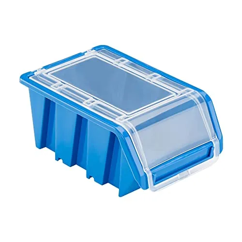 Stapelbox Kunststoff Lagerboxen Stapelbar Stapelkiste Sortierbox Box mit Deckel 100x155x70 blau