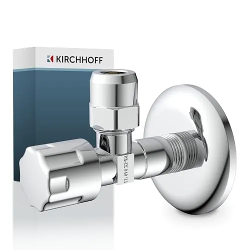 KIRCHHOFF Eckventil Universal Zoll selbstdichtend, 3/8“ Eckregulierventil für Kalt-und Warmwasserleitungen, Absperrhahn Waschbecken Bad 986259048
