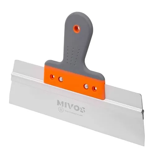 Mivos Profi Edelstahl Breitspachtel 300 x 60 mm - Fassadenspachtel mit Aluhalter und Softgriff - Fugenspachtel 300 mm Breit - Rostfreie Glättspachtel - Putzspachtel Made in EU