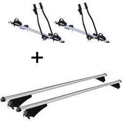 Fahrradträger SAGITTAR + Relingträger Tiger XL für Audi A3 8VA - Fahrradträger Set für Audi A3 8VA Sportback ab 2013. Ideal für den sicheren Transport von zwei Fahrrädern auf dem Dach, einfach zu montieren und für alle Fahrradtypen geeignet.