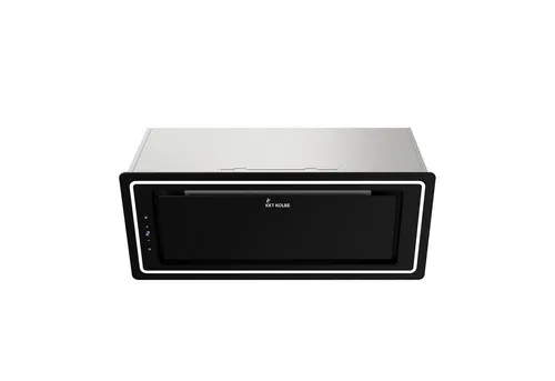 KKT KOLBE Dunstabzugshaube LB720 | 72 cm Edelstahl & Schwarz Glas - Premium-Design-Inselhaube mit Nachlaufautomatik und 9 Leistungsstufen, inkl. spülmaschinengeeignetem Metallfettfilter. Energieeffizienzklasse A+, ideal für moderne Küchen.