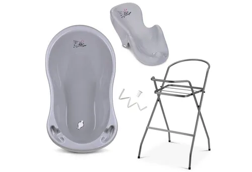 Babykajo Babybadewanne Set, 4-tlg – TÜV Rheinland geprüft mit Ständer und Badesitz - Badewannen Set für Babys, ergonomisch und höhenverstellbar. Mit Antirutsch Badesitz und praktischem Abflussschlauch – für sicheres und komfortables Baden.