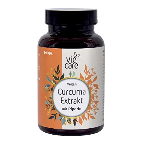 Viecare Kurkuma Kapseln hochdosiert aus 95% Curcuma Extrakt (90 Kapseln) – vegane Curcuma Kapseln
