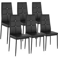 TECTAKE Esszimmerstühle mit Glitzersteinen - 6er Set schwarz - Elegantes 6er Set Esszimmerstühle in schwarz mit beidseitig eingearbeiteten Glitzersteinen. Hochwertiges Kunstleder, hoher Sitzkomfort und einfache Reinigung machen sie ideal für jeden Essbereich.