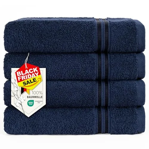Hammetex 4er Handtücher Set, Dunkelblau, 100% Baumwolle in blau von Hammetex