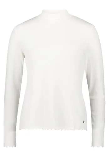 Betty & Co Damen Langarm-Shirt mit Rippenstruktur M, Rohweiß