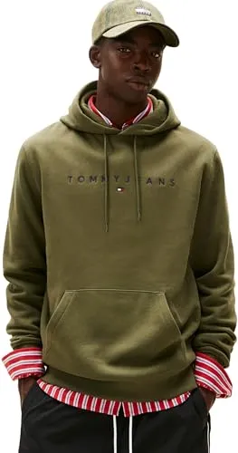 Tommy Jeans Herren TJM Reg Linear Logo Hoodie EXT Dm0Dm20746 Kapuzenpullover, Green (Dark Greenery), M