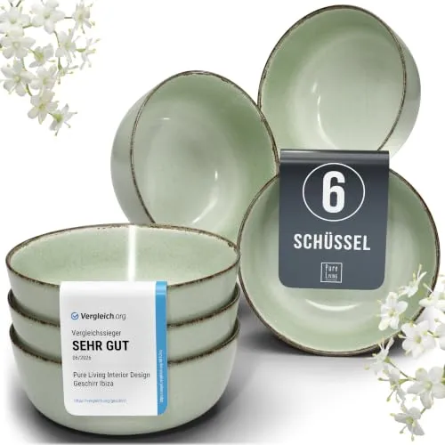 Steingut Müslischalen Set für 6 Personen in grün von PURE LIVING INTERIOR DESIGN