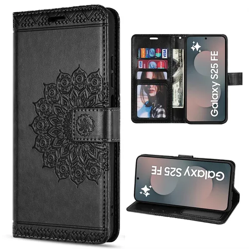 Handy Tasche für Samsung Galaxy S25 FE Handyhülle Klapphülle Wallet Case Schwarz